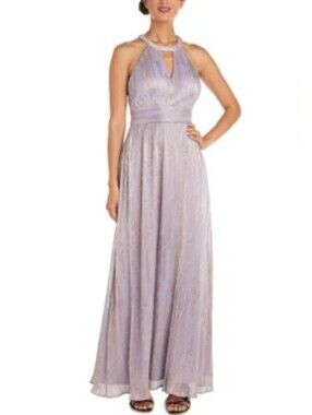 NIGHTWAY Women's Sleeveless Shimmer Maxi Dress Cut Outs & Open size 6p